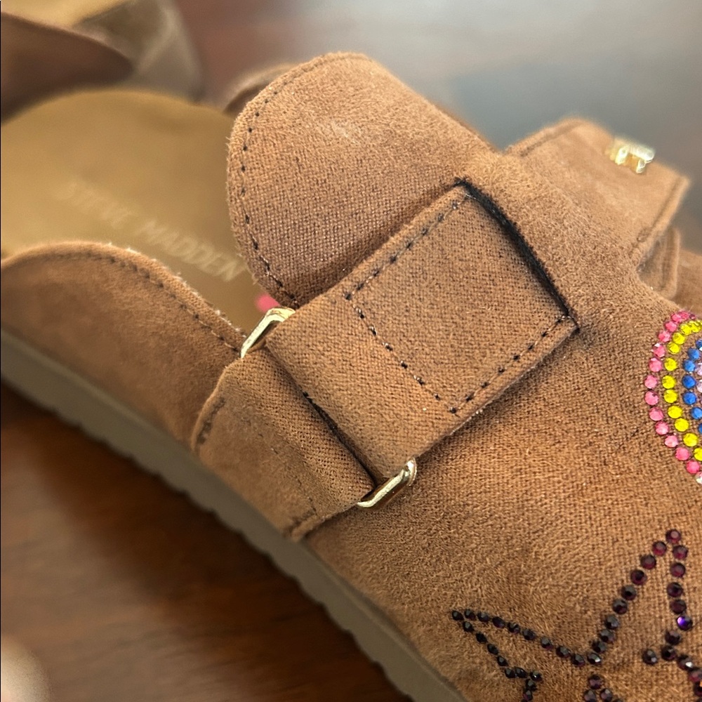 Steve Madden Brown Kids Sandals with Colorful Embellishments Size 3 - Picture 8 of 8